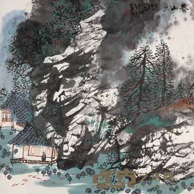 龙瑞  春山渔乐图 镜心 68×68cm